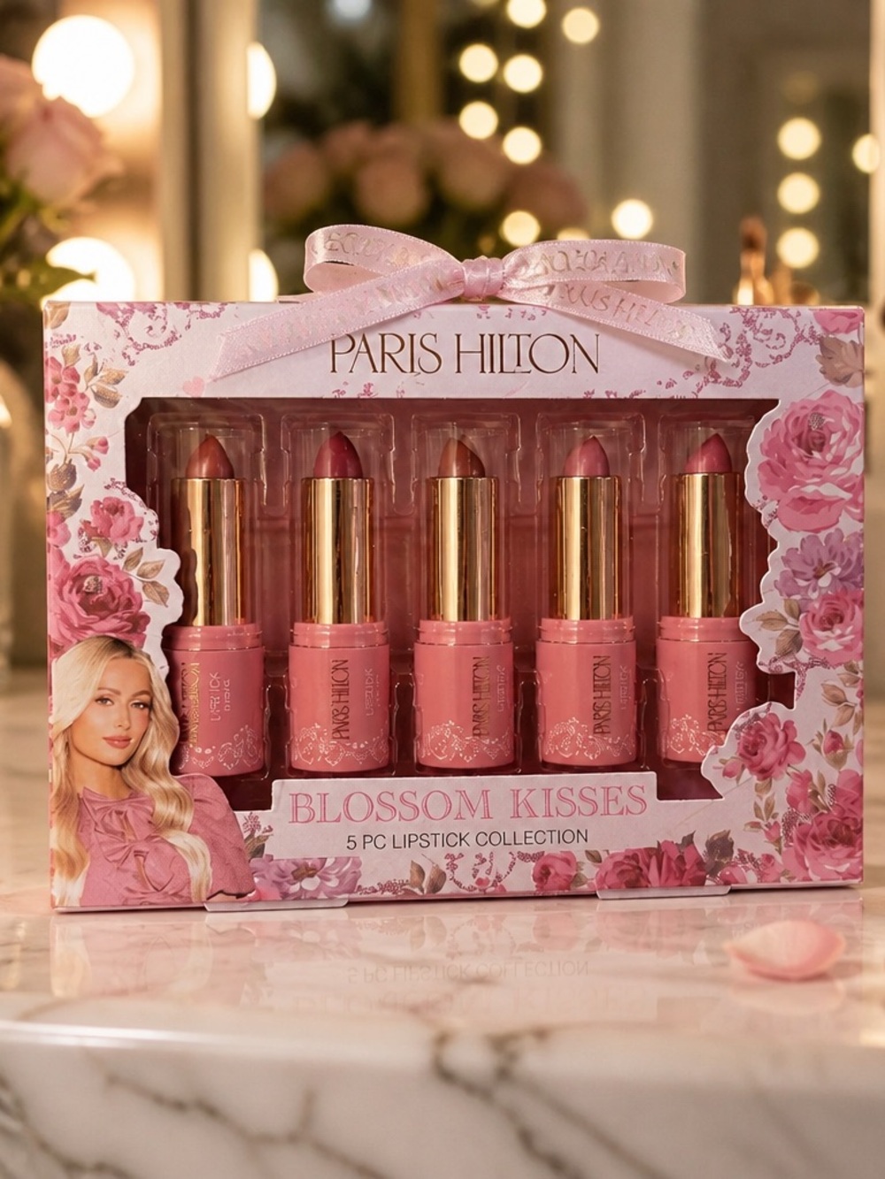 Paris Hilton Blossom Kisses 5 Pc Lipstick Collection Gift Set NIB